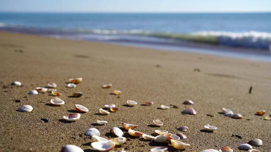 沙滩上的贝壳视频素材模板下载