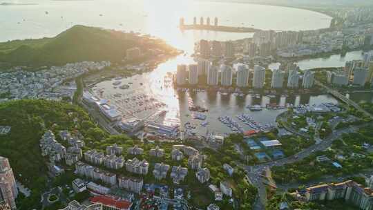 海南三亚东岸湿地公园日落晚霞自贸港延时