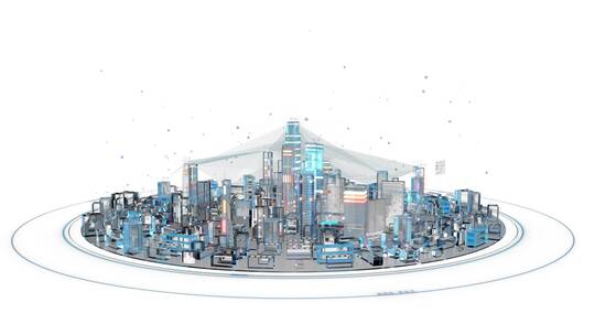 原创智慧玻璃城市生长视频-透明通道视频素材模板下载