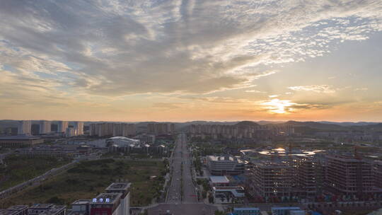 延安新区吾悦广场日落4K