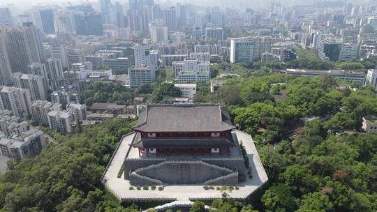 航拍福建福州镇海楼历史古建筑