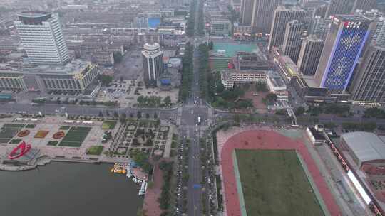 城市中心广场及周边建筑鸟瞰全景