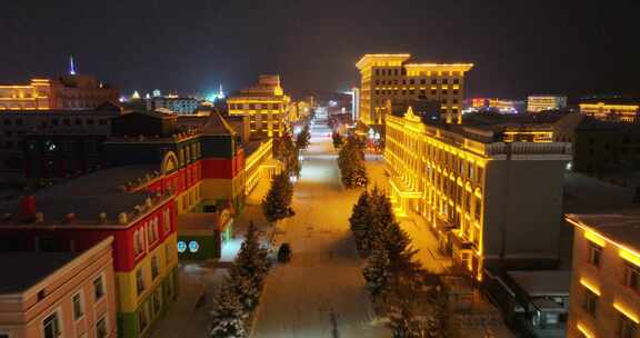 漠河城市夜景航拍