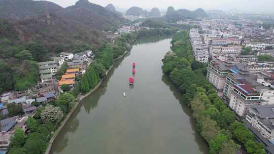 广西桂林两江四湖5A景区航拍