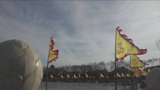 北京北海公园古代旗子石柱大理石风景名胜