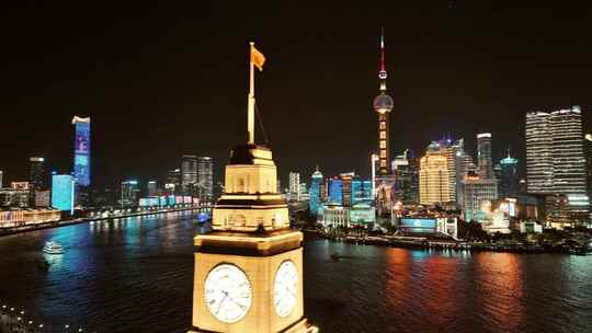航拍上海滩  繁华夜景