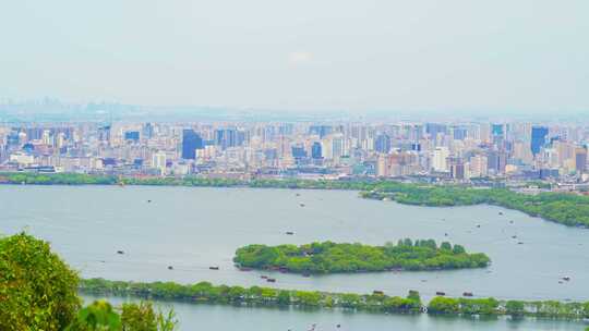 杭州西湖春天景区与城市建筑风景