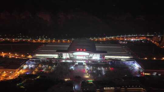 青海西宁站夜景灯光航拍