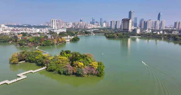 航拍广东省惠州西湖风景区