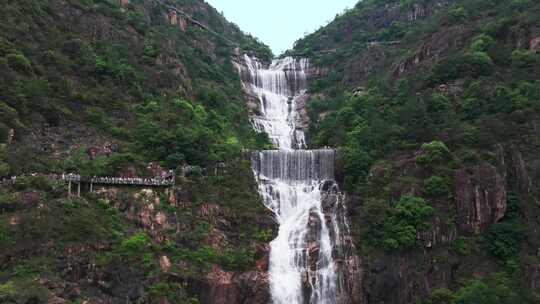 航拍浙江台州市天台山风景区大瀑布琼台景区