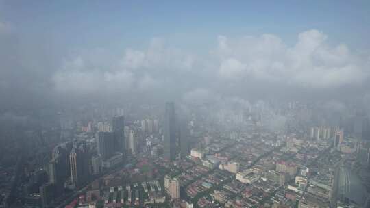 天津海河风景城市建筑云海风光航拍