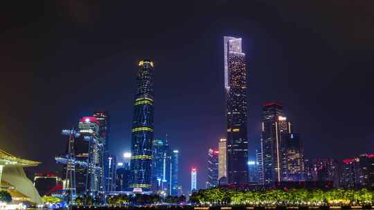 广州珠江新城夜景高楼大厦建筑群