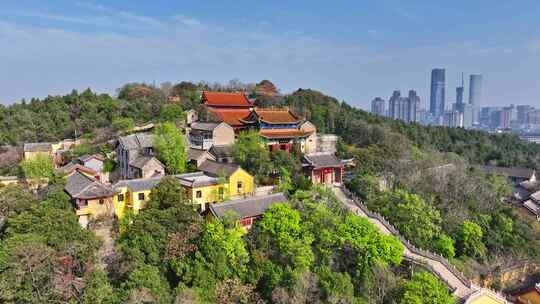 航拍春天云龙湖风景区兴化禅寺,徐州寺庙