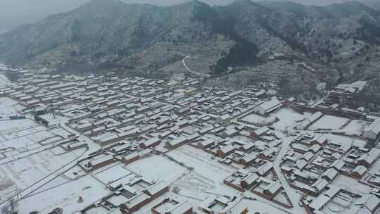 4K航拍北方雪景农村