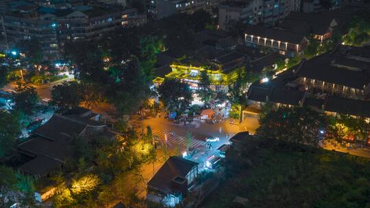 宽窄巷子西广场夜景_车流_夜景固定延时