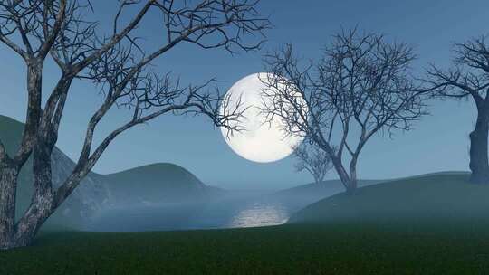 山川湖泊升起的月亮