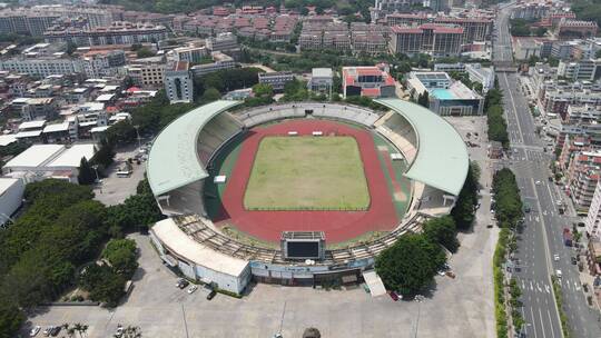 航拍福建泉州体育馆体育锻炼运动