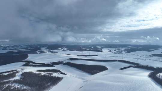 冷空气迷漫的额尔古纳雪域雪原