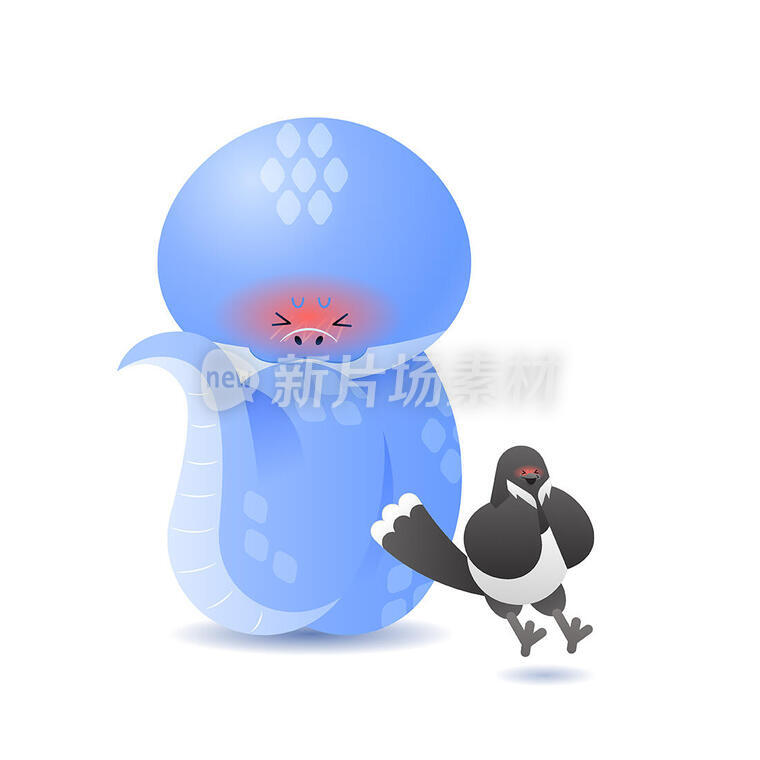 害羞的蛇和喜鹊