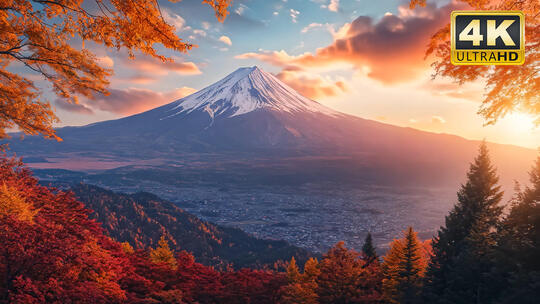 日本富士山旅游雪山唯美风景视频素材2