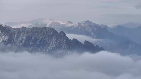 4K秦岭朱雀国家森林公园（冰晶顶）雪景航拍