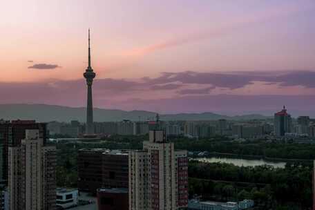 北京中央电视塔风起云涌水晶天与晚霞合集