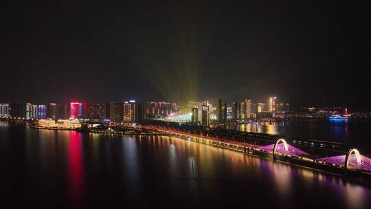 江西省九江市八里湖夜景航拍视频视频素材模板下载