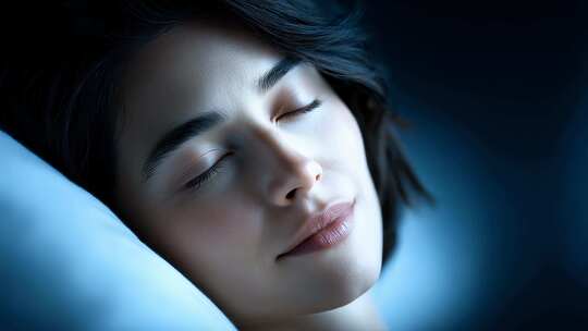 安详睡眠中的年轻女性面部特写