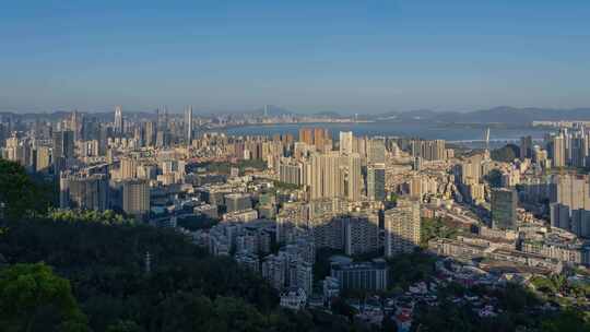 深圳2024年滨海城市天际线全景鸟瞰延时