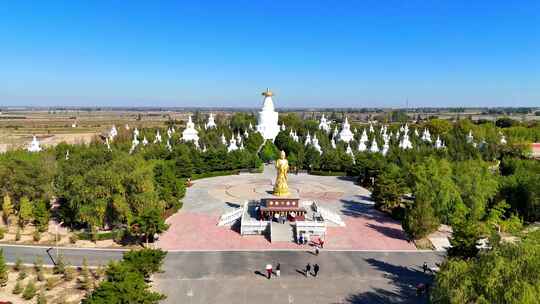 航拍甘肃武威凉州白塔寺凉州会盟