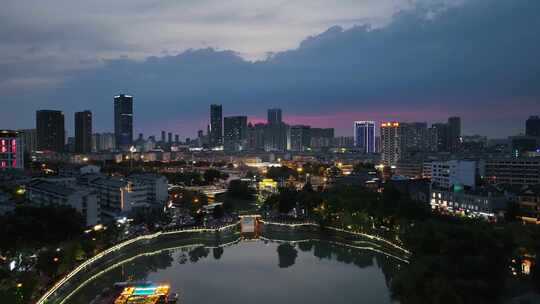 江苏省淮安市里运河文化国师塔长廊夜景风光