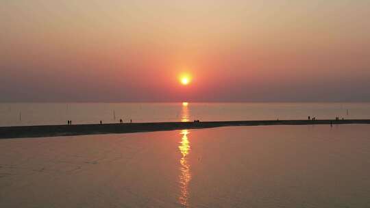 湛江北部湾角头沙日落夕阳海景