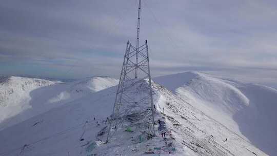 4K西藏5200雪山顶特高压立塔建设16