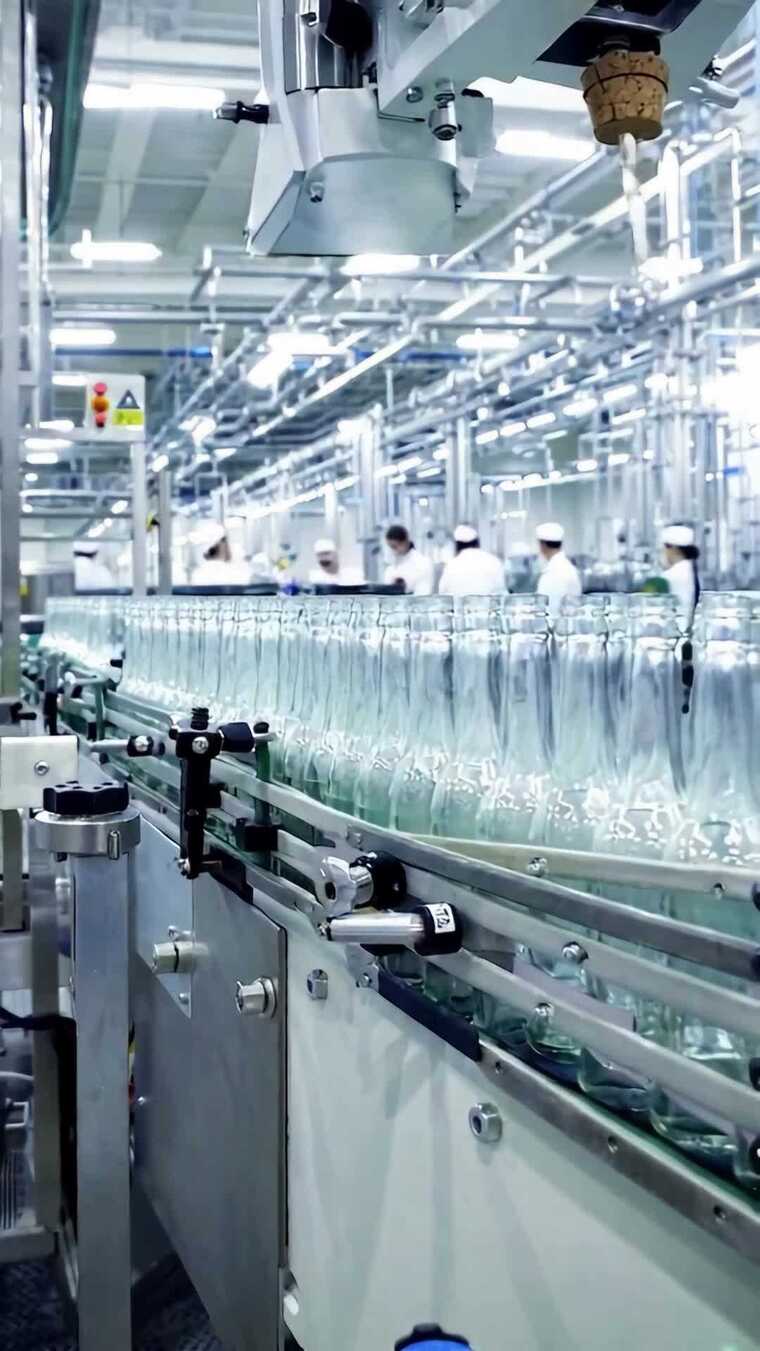 工厂玻璃瓶生产流水线