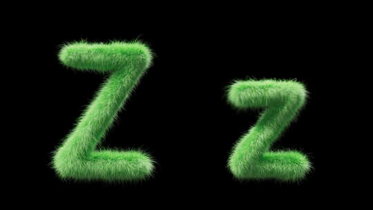 大写和小写绿色字母Z的3D动画