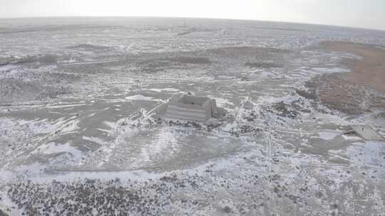 玉门关冬季雪景航拍