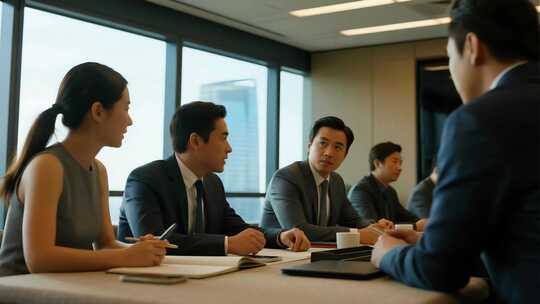 商务会议职场白领人士会议讨论沟通白领开会