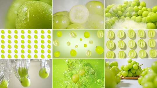 绿葡萄阳光玫瑰创意水果快闪饮品广告实拍高清在线视频素材下载