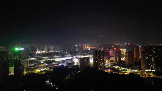 江西九江城市夜景航拍