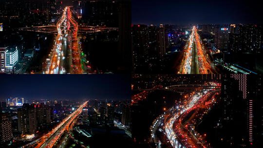 郑州城市车流夜景城市夜景