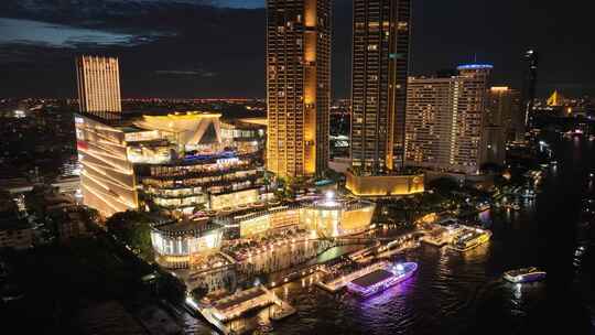 泰国曼谷湄南河城市icon siam夜景