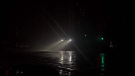 雨夜里路口一束光视频素材模板下载