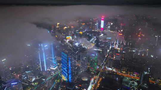 4K航拍广州珠江新城云海视频素材模板下载