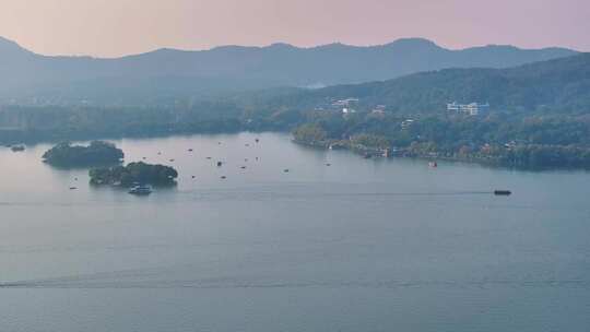 浙江杭州西湖美景景区航拍旅游风景大自然风