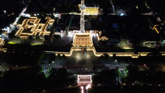 潮州古城夜景航拍视频素材模板下载
