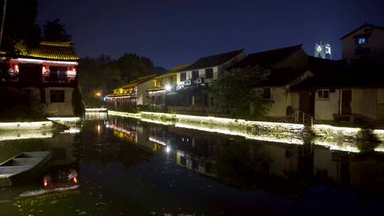 浙江绍兴仓桥直街古街道夜景风景视频