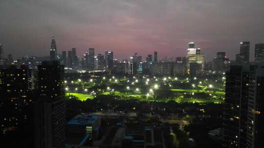 航拍深圳湾夜景