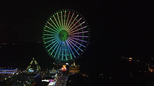 无锡摩天轮夜景航拍