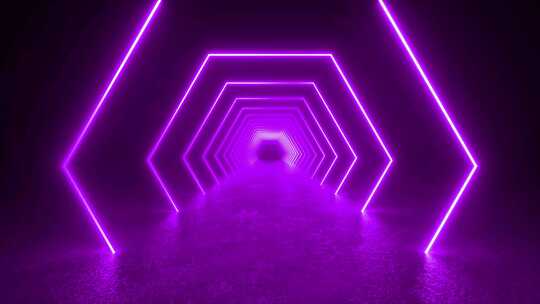 紫色灯光的霓虹灯隧道
