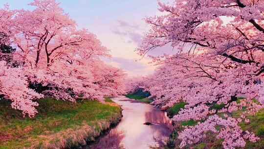 春天樱花美丽的粉色樱花飘落